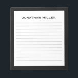 Bloc De Notas Nombre tipográfico blanco simple en blanco<br><div class="desc">Un cuaderno profesional con un diseño minimalista en una paleta de colores blanco y negro. Personalizado monograma inicial y nombre en un fondo blanco simple, enmarcado por un borde negro. Personalice el uso de los campos proporcionados o utilice el botón "mensaje" para ponerse en contacto con el diseñador para obtener...</div>