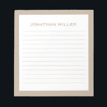 Bloc De Notas Nombre tipográfico simple beige blanco en línea<br><div class="desc">Un cuaderno profesional de diseño minimalista en tonos beige y blanco. Personalizado monograma inicial y nombre sobre un simple fondo blanco,  enmarcado por un borde beige. Personalice el uso de los campos proporcionados o utilice el botón "mensaje" para ponerse en contacto con el diseñador para obtener ayuda.</div>