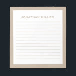 Bloc De Notas Nombre tipográfico simple beige blanco en línea<br><div class="desc">Un cuaderno profesional de diseño minimalista en tonos beige y blanco. Personalizado monograma inicial y nombre sobre un simple fondo blanco,  enmarcado por un borde beige. Personalice el uso de los campos proporcionados o utilice el botón "mensaje" para ponerse en contacto con el diseñador para obtener ayuda.</div>