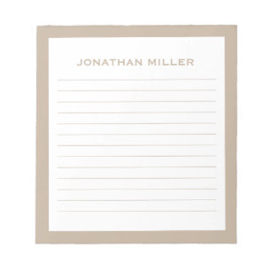 Bloc De Notas Nombre tipográfico simple beige blanco en línea