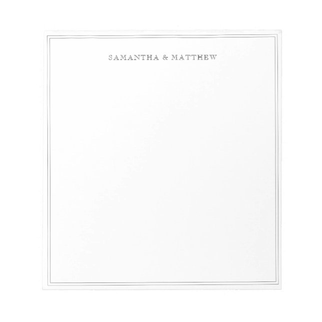 Bloc De Notas Nombres de parejas de bordes dobles negros (Frente)