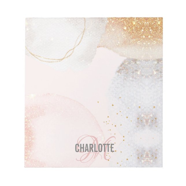 Bloc De Notas Nota abstracta de nombre en monograma rosa de colo (Frente)