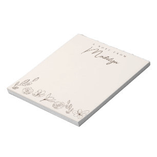 Bloc De Notas NOTA de Florals de color neutro personalizado
