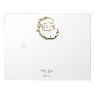 Bloc De Notas Nota de los Navidades de Santa Cute Gold y White