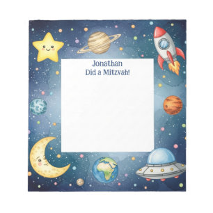 Bloc De Notas Nota de Mitzvah Personalizada para Niños del Espac