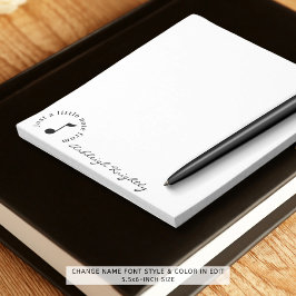 Bloc De Notas Nota de música Nombre del guión Blanco negro Perso