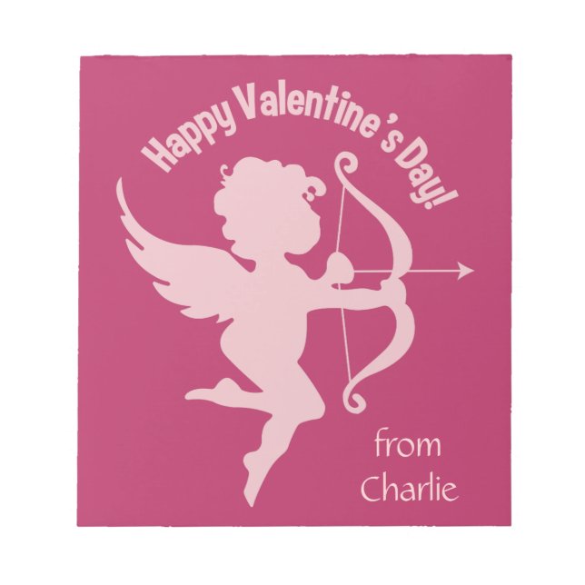 Bloc De Notas Nota de nombre personalizado de Valentine Cupid (Frente)