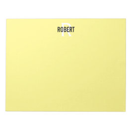 Bloc De Notas Nota de nombres de monograma amarillo moderno