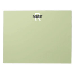 Bloc De Notas Nota de nombres de monograma verde moderno