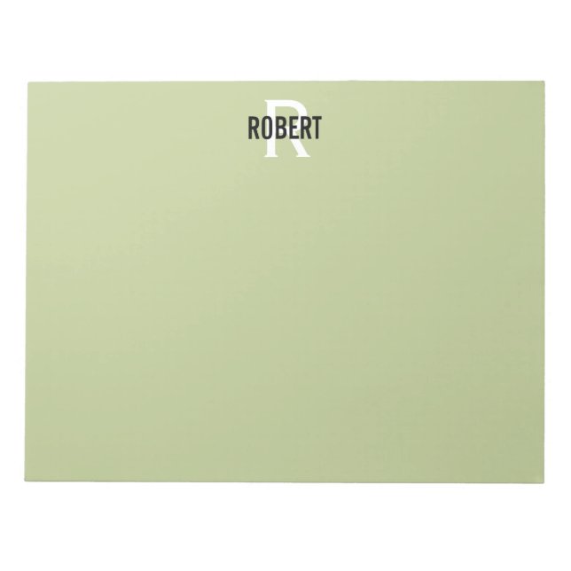 Bloc De Notas Nota de nombres de monograma verde moderno (Frente)