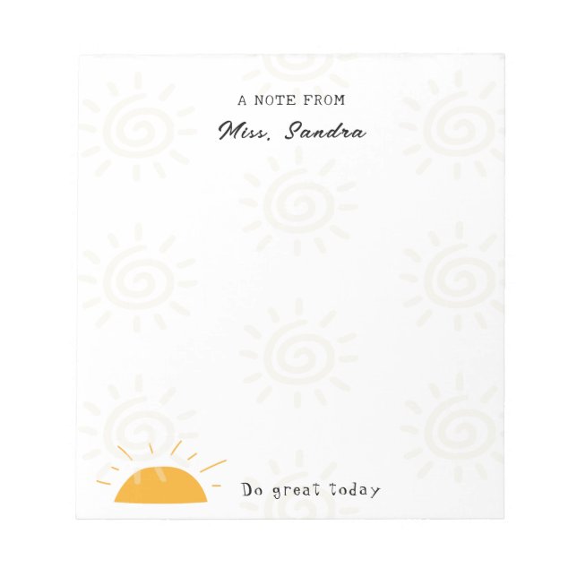 Bloc De Notas Nota De Sol De ilustracion Del Profesor (Frente)