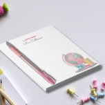 Bloc De Notas Nota de Watercolor Globe del profesor Notepad<br><div class="desc">Un lindo diseño de bloc de notas para los profesores incluye "una nota de" y tu nombre en la escritura verde y roja,  incorporada por un solo ilustracion de color rosa del globo acuático.</div>