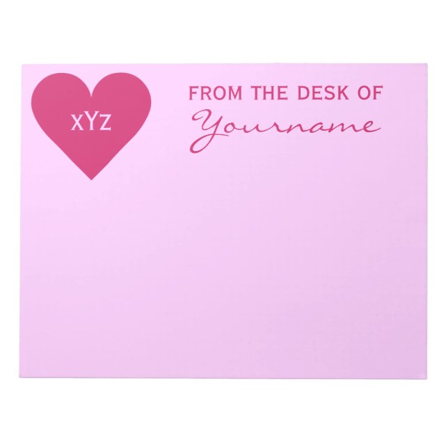 Bloc De Notas Nota del personalizado de San Valentín del corazón (Frente)