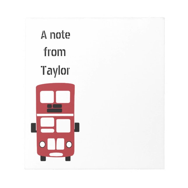 Bloc De Notas Nota del personalizado del bus de doble decker roj (Frente)