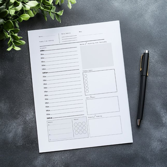Bloc De Notas Nota del planificador diario (Daily planner, hour by hour view, space for your notes, to do lists, meal planner, water tracker.)