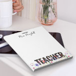 Bloc De Notas Nota del profesor Bonito Wildflower Notepad<br><div class="desc">Regalo de carteles de bonito para el profesor, personalizado con el nombre del profesor. El diseño presenta un borde de flores silvestres de bonito y el PROFESOR con letras en negrita y un patrón floral de flores silvestres. Por favor, navegue por mi colección de regalos para profesores para más ideas...</div>