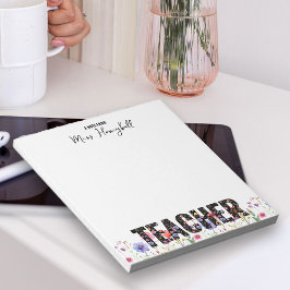 Bloc De Notas Nota del profesor Bonito Wildflower Notepad