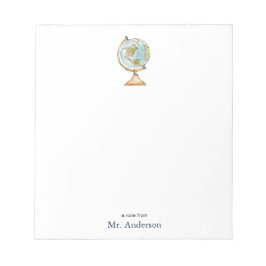 Bloc De Notas Nota del profesor de Watercolor Globe