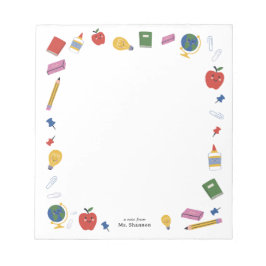 Bloc De Notas Nota del profesor sobre el material escolar feliz