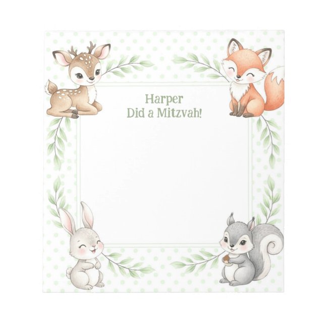 Bloc De Notas Nota Notepad para animales de Woodland Personaliza (Frente)