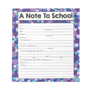 Bloc De Notas Nota para el profesor Notepad, ausente escolar