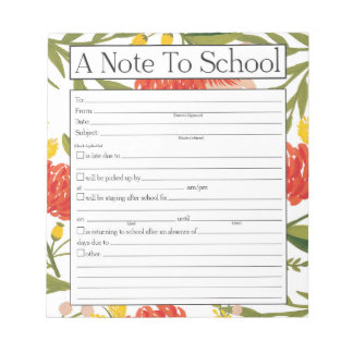 Bloc De Notas Nota para el profesor Notepad, ausente escolar