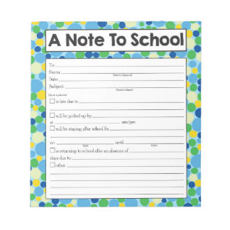 Bloc De Notas Nota para el profesor Notepad, ausente escolar