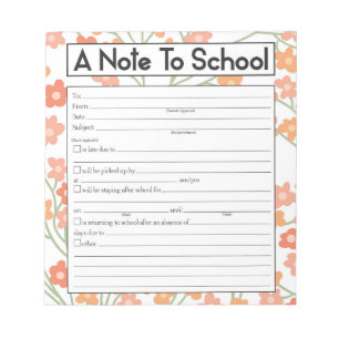 Bloc De Notas Nota para el profesor Notepad, ausente escolar