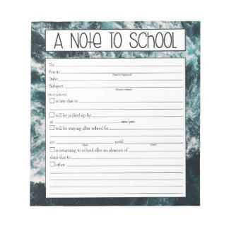 Bloc De Notas Nota para el profesor Notepad, ausente escolar