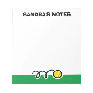 Bloc De Notas Nota personalizada con diseño de softball lindo