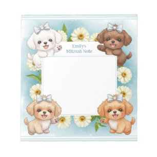 Bloc De Notas Nota personalizada de Mitzvah Notepad Cachorros fl