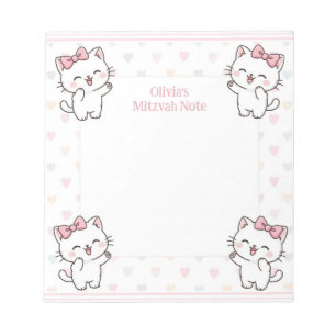 Bloc De Notas Nota personalizada de Mitzvah Notepad Kitten Gatos