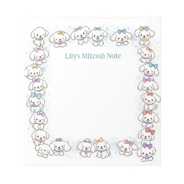 Bloc De Notas Nota personalizada de Mitzvah Notepad Perros de Ca (Frente)