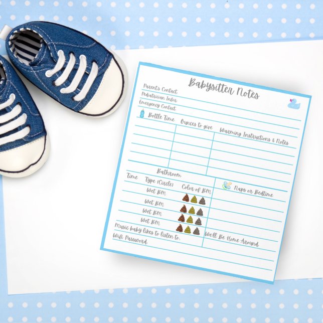 Bloc De Notas Notas de Babysitter para el bebé recién nacido (Subido por el creador)