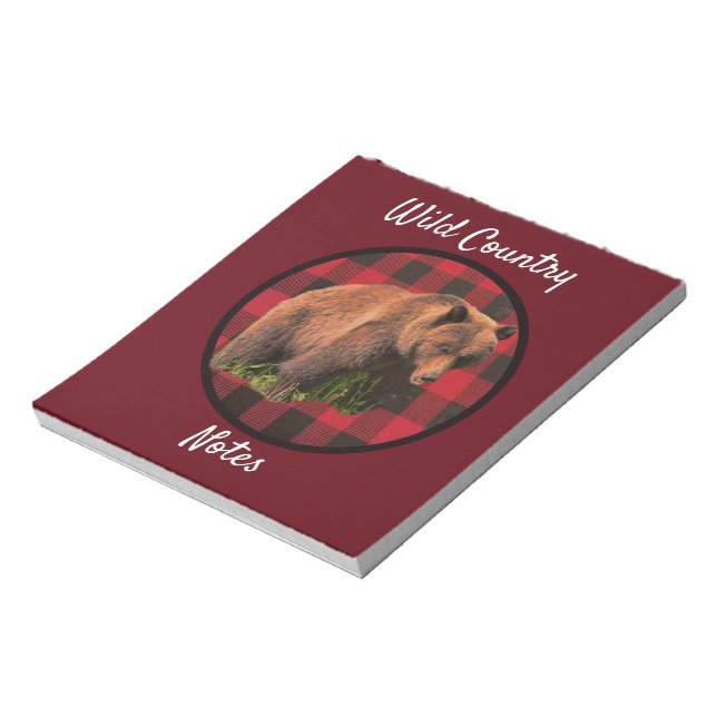 Bloc De Notas Notas de Buffalo Plaid Wild Bear Country (Lado Izquierdo)