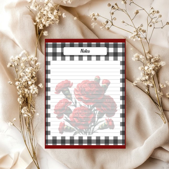 Bloc De Notas Notas de Gingham Floral Blanco y Negro (Subido por el creador)