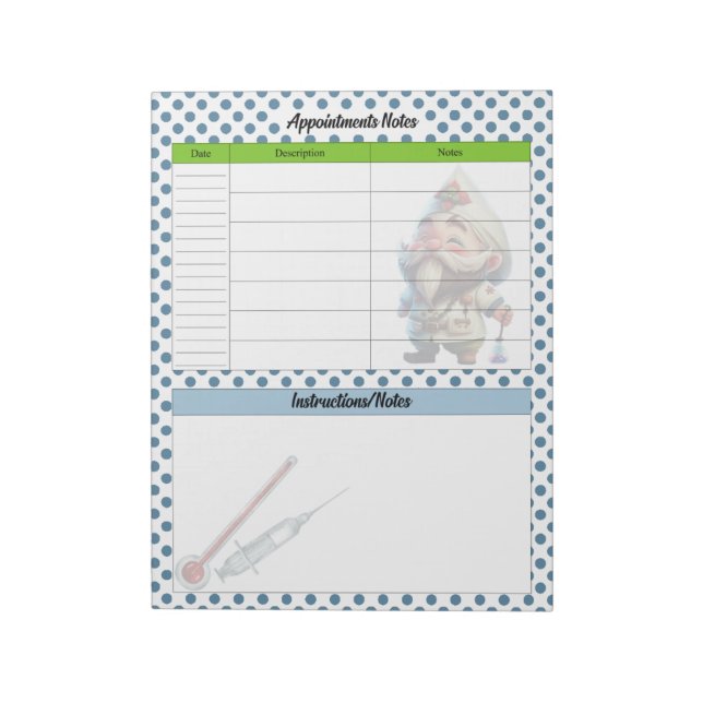 Bloc De Notas Notas de Gnome de Médica Cute (Lado Izquierdo)