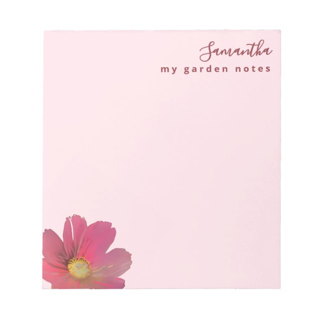 Bloc De Notas Notas de Jardín Personalizadas Rosa Pastel Acuarel (Frente)