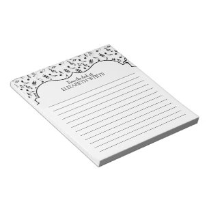 Bloc De Notas Notas de la música blanca y negra personalizada