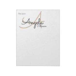 Bloc De Notas Notas de la receta del chef monogramadas