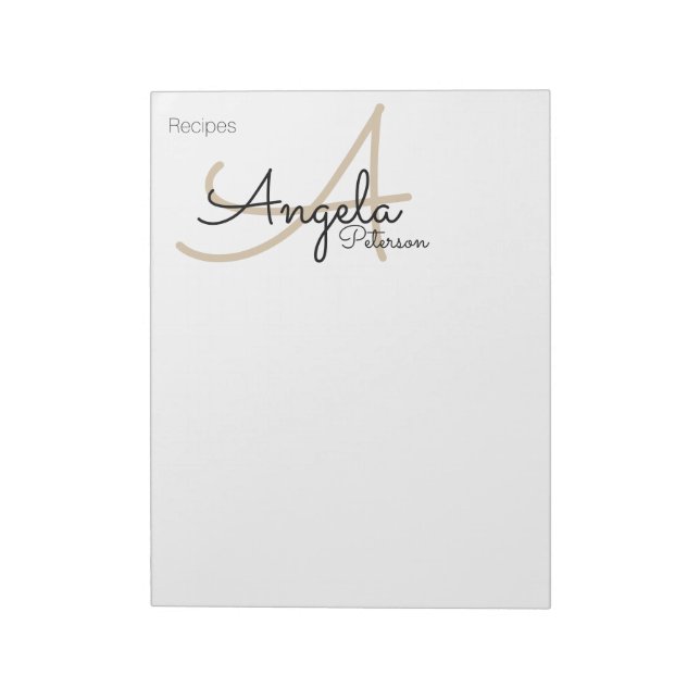 Bloc De Notas Notas de la receta del chef monogramadas (Lado Izquierdo)