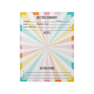 Bloc De Notas Notas de la reunión/Notepad de resumen - Brillante