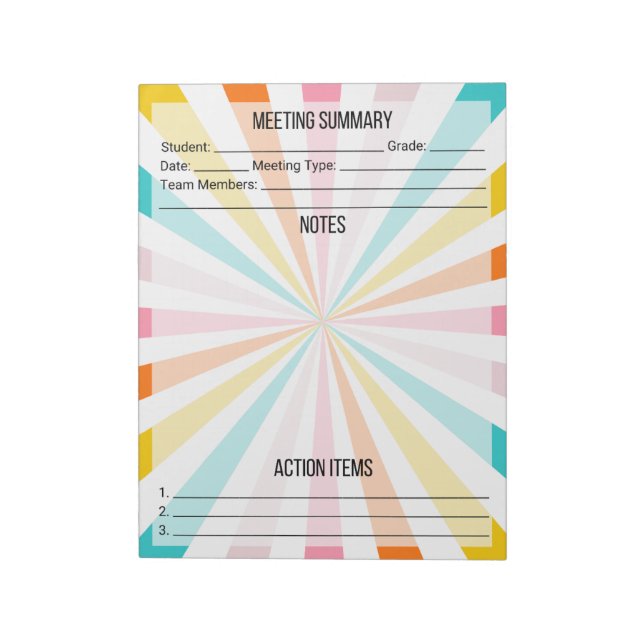 Bloc De Notas Notas de la reunión/Notepad de resumen - Brillante (Lado Izquierdo)