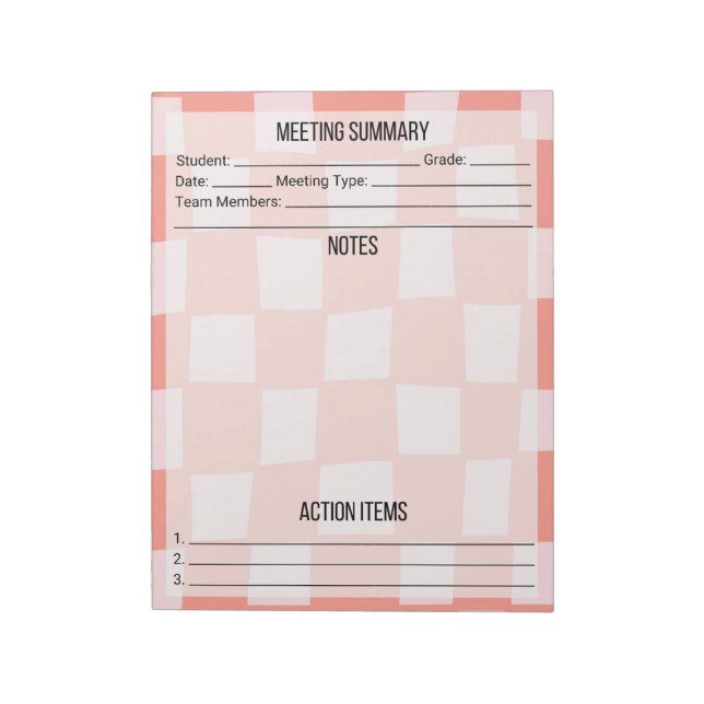 Bloc De Notas Notas de la reunión/Notepad de resumen- Verificado (Lado Izquierdo)