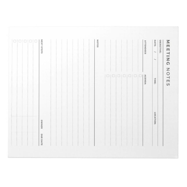 Bloc De Notas Notas de la reunión Notepad, Notepad for work (Frente)