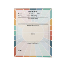 Bloc De Notas Notas de la reunión Notepad-Sun