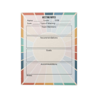 Bloc De Notas Notas de la reunión Notepad-Sun