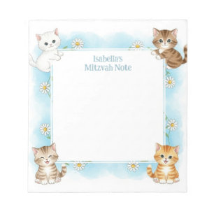 Bloc De Notas Notas de Mitzvah personalizadas de los gatos azule