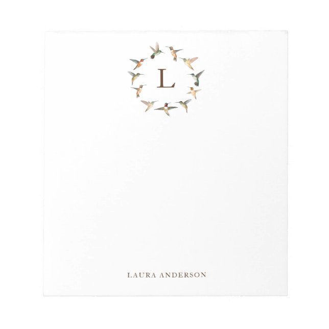 Bloc De Notas Notas de Monogram Hummingbird Post-it (Frente)