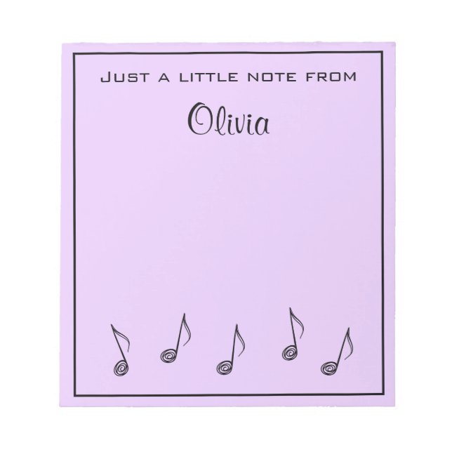 Bloc De Notas Notas de música personalizadas Lavender Notepad (Frente)